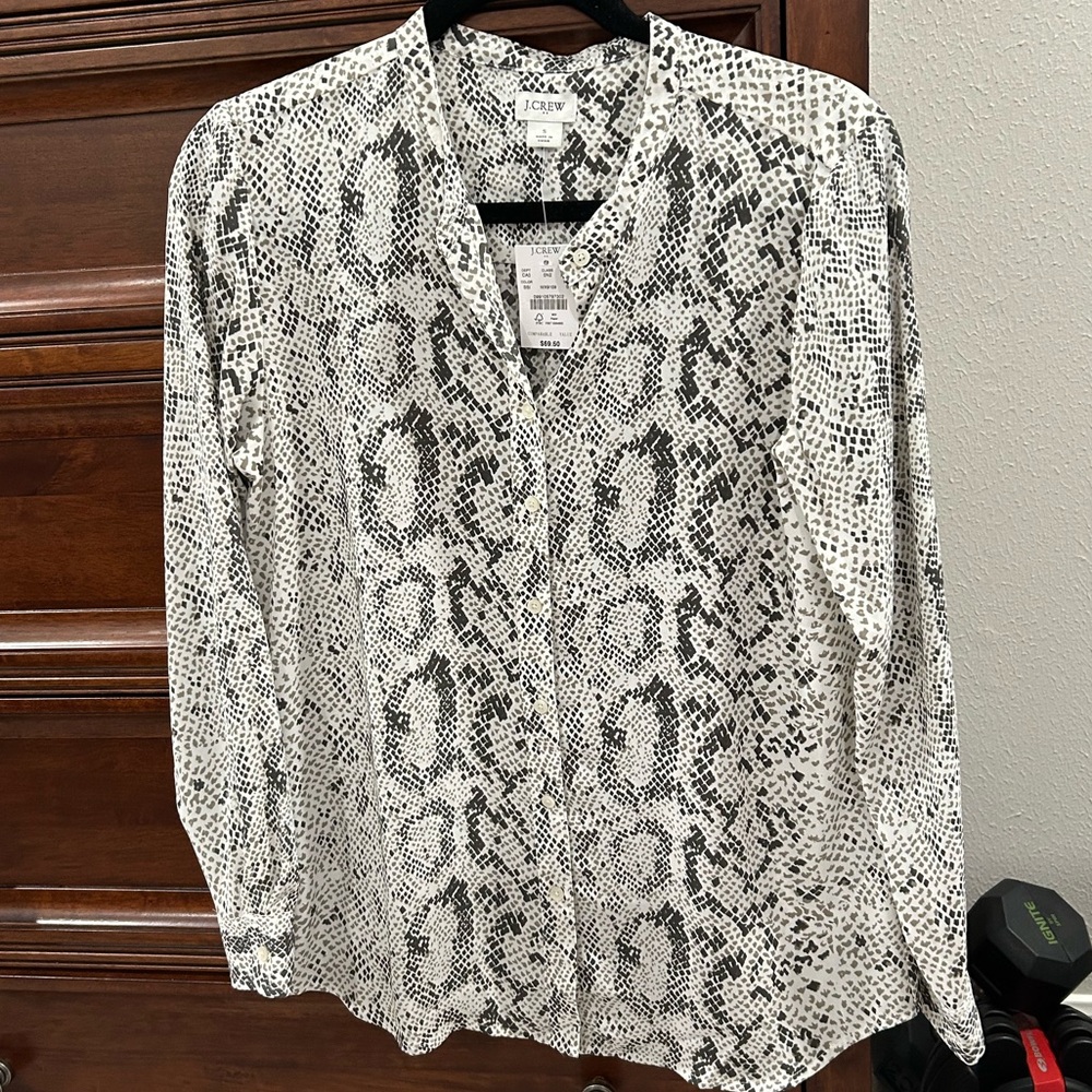 NWT J. Crew Monochrome Snake Print Top